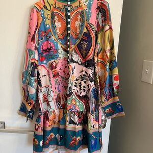 Colorful Patterned Long Sleeve Dress